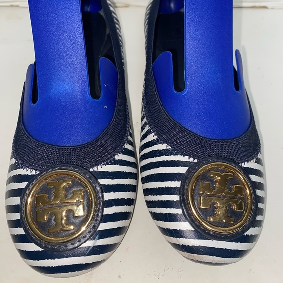 Tory Burch Caroline 2 Ballet Flats Dark Blue/White Striped Sz 6M Women’s - Picture 7 of 14